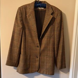 Lord & Taylor Brown Plaid Blazer